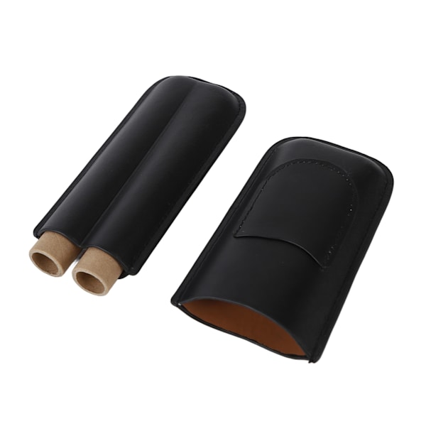Bærbar Cigarætui 2-holder Læder Humidor Box Cigarbeskyttelse Fugtighedsgivende Opbevaringsæske Sort