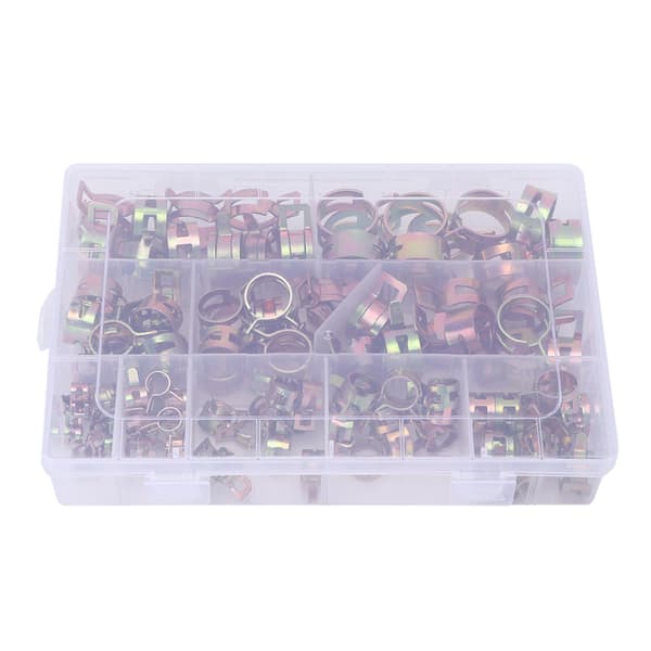 Spring Clips Clamps Sortiment Kit - 100 st för luftslang, vattenrör, fordonsbränsleledning