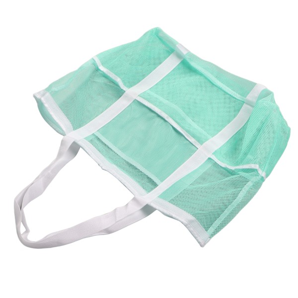 Stor Mesh Strandveske Hult Nettet Forsterket Kant Sammenleggbar Mintgrønn 40L Nylon Stor Strandveske for Menn Kvinner