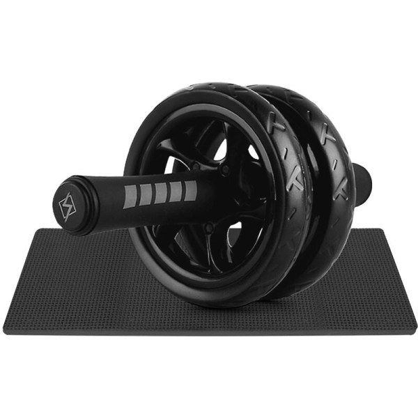 Tyst abdominal rullhjul med skyddande knäskydd Fitness AB-hjul bukträningsrulle, modell: svart