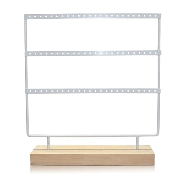 Jewelry Rack 3 Layers Elegant Style Compact Iron Material Large Capacity Decorative Practical Earring Storage Rack for Display White