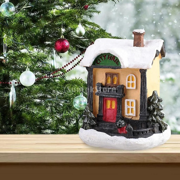 Gjør-det-selv-harpiks Julescene Snøhus Led Desktop Decoration Sett Gave Mini House Model Led Lights Holiday Ornaments A 5