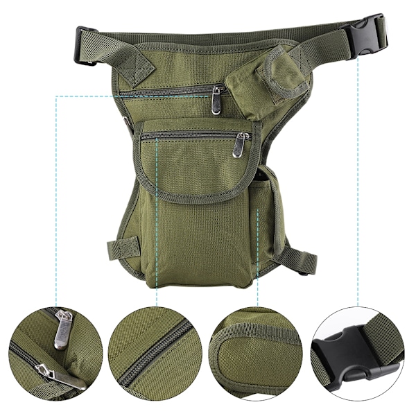 Useita taskuja pudotusvyölaukku Military Utility Moottoripyöräkilpailu reisi laukku (armeijan vihreä)