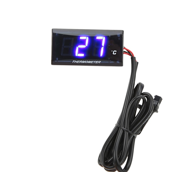 Universal Motorsykkel DC12V LCD-skjerm Smal Vanntemperaturmåler med 16 mm T-stykke for motorsykkel Blå Bakgrunnsbelysning