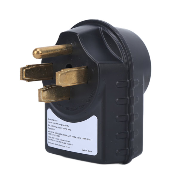 125/250V RV Overspenningsvern 50A Hann til 50A Hunn Adapterplugg 3150J med LED-indikator for Reisevogner Campingvogner