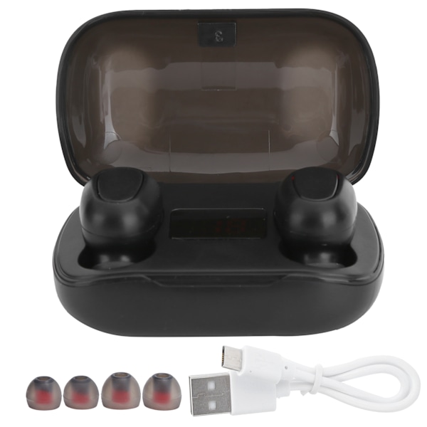 L21Pro Digitaalinen Näyttö Langaton Bluetooth 5.0 Kuulokkeet InEar Binaural Urheilukuulokkeet (Musta)