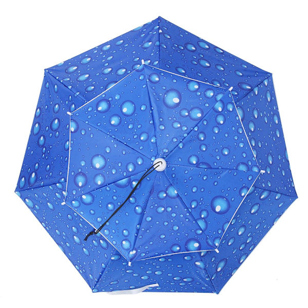 77 cm Sunscreen Windproof Head-mounted Umbrella Top Foldable Hat Umbrella (Raindrop Blue)