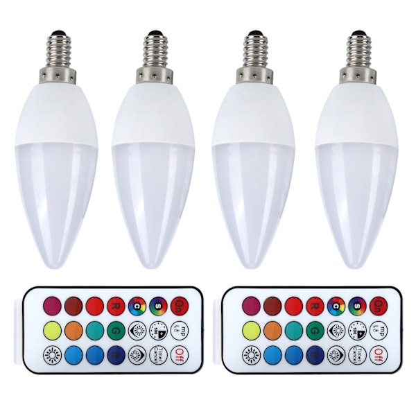 3W RGB färgskiftande ljusglödlampa med fjärrkontroll för heminredning 85265V(E12 RGbPure White 6000K)