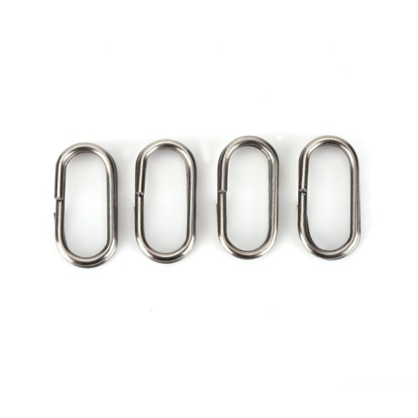 100 stk rustfritt stål ovale splittringer Svingbar Snap fiskeutstyrkontakt (10x19mm)