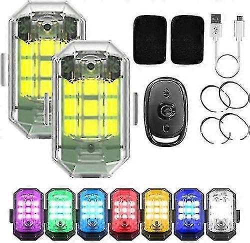 Trådløs LED-strobelys med høy lysstyrke, 7 oppladbare blinkende lys 2Pack