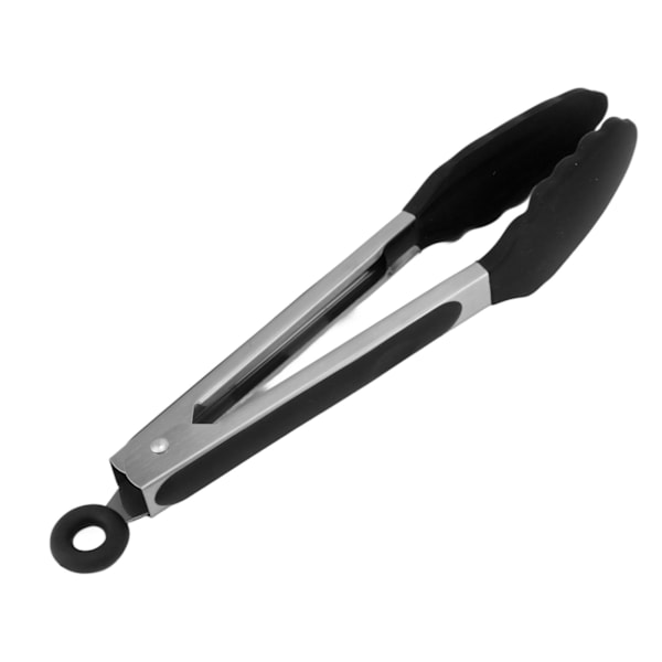 Køkken Tang Silikon Rustfrit Stål Varmebestandig Anti-Slip Madserveringstang til Bagning Madlavning Sort 28cm / 11in