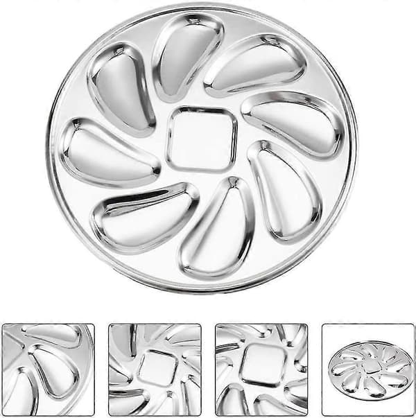 【LD】Ostronfat Ostronserveringsbrickor Rostfritt Stål Ostronfat Ostronskal Silver