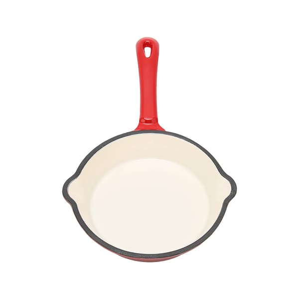 Frying Pan Cast Iron Enamel Double Layer Nonstick Surface Long Handle Durable Robust Frying Pan for Home Restaurant