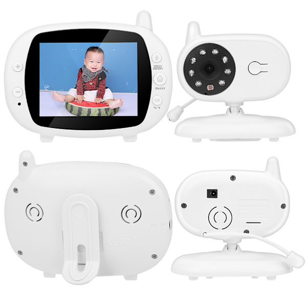 3,5 tommer trådløs babyalarm Sikkerhedskamera Nattesyn tovejs intercom med temperaturmåling 110‑240V US stik babyalarm