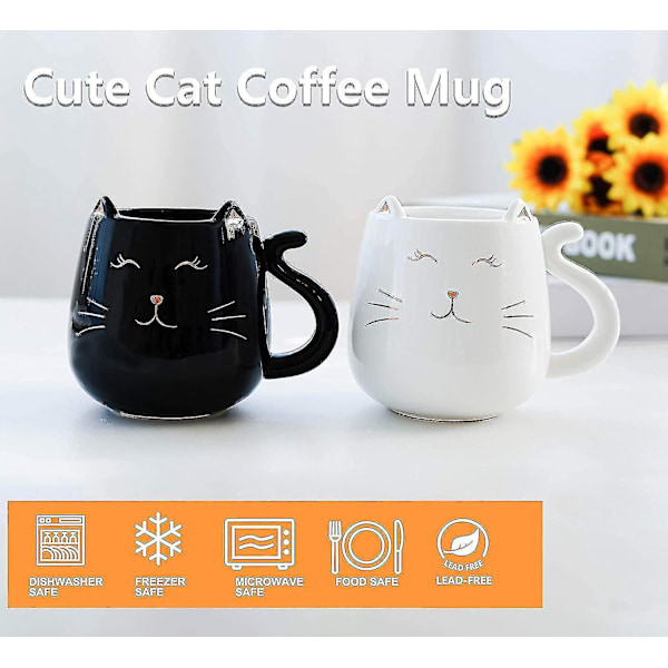 Søt Keramisk Katt Kaffe Kanne - 17 Oz Svart