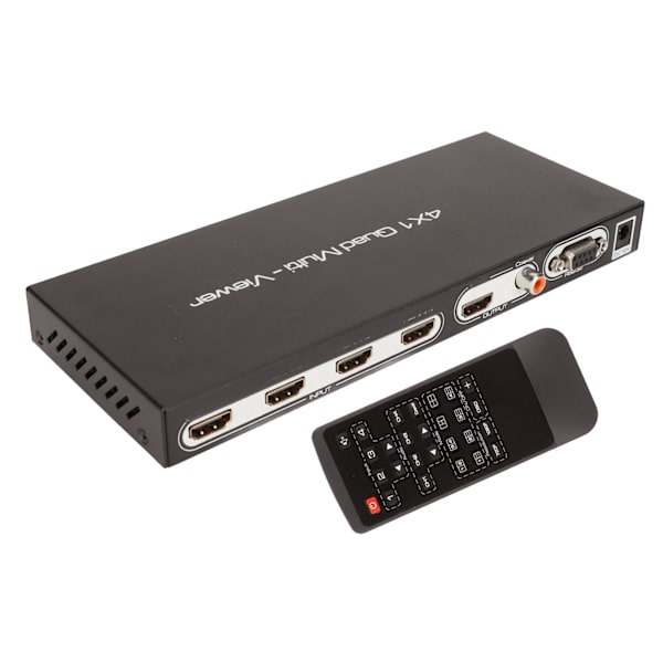 HD Multimedia Interface 4x1 Quad Multi Viewer 4 inn 1 ut HD Multimedia Interface Switcher 100‑240V EU-plugg