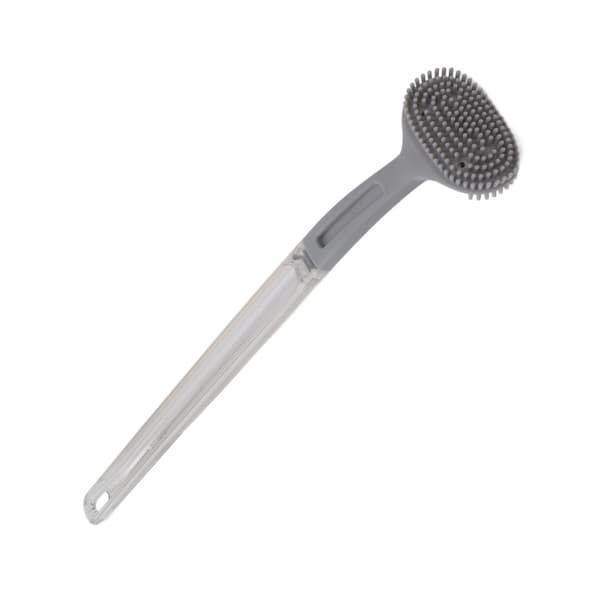Toilet Brush Soft Bristle Plastic Curved Design Long Handle Bathroom Cleaning Scrubber Tool