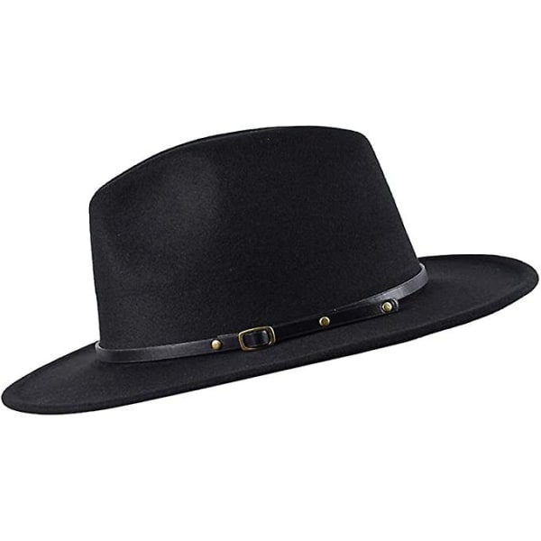 Talvi muoti huopa Fedora hattu leveällä reunuksella unisex Black