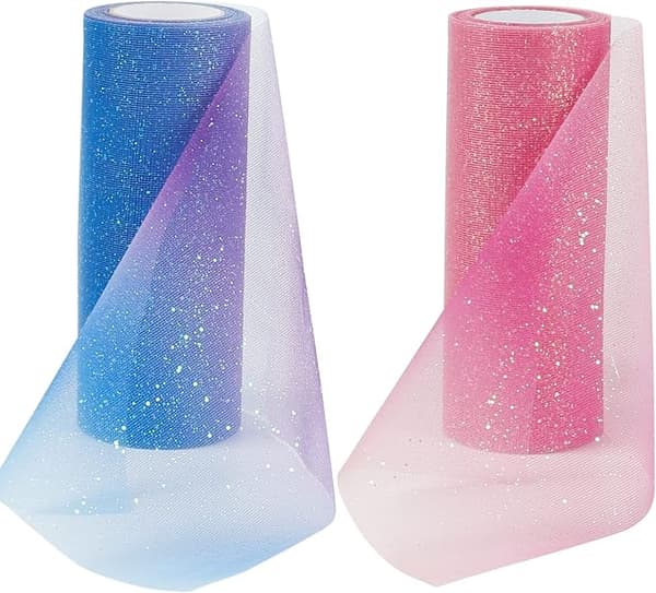Regnbuefarget paljett tyllrull, 2 stk nonwoven tyllrullflik[LD]