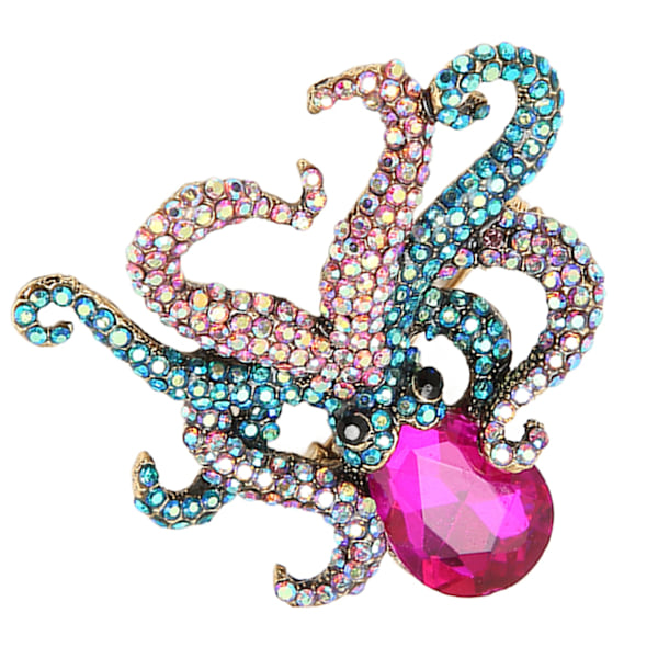 Blæksprutte Pin Brosche Lilla Hoved Havliv Metal Legering Tentakel Winding Crystal Smykker Brosche