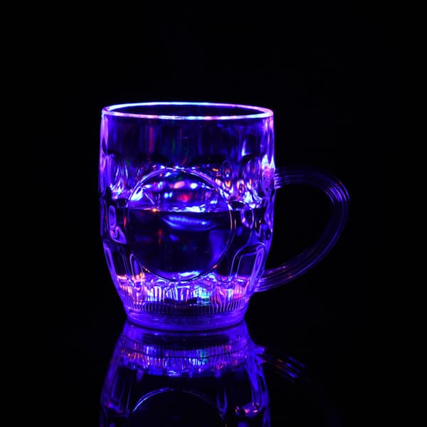 Handtag ölmugg Flash-mugg, LED-blixtmugg i ändkopp, LED-vatteninduktionskopp