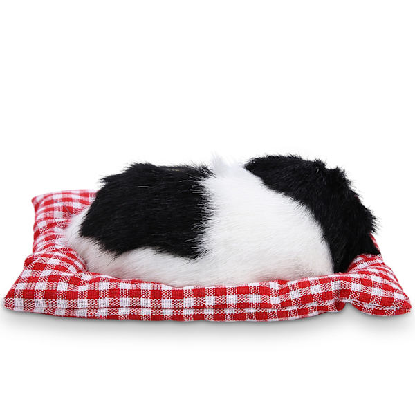 Koselige bamse for barn Simulering Dyrekosedyr Plysj sovende hunder med lyd Svart Hvit