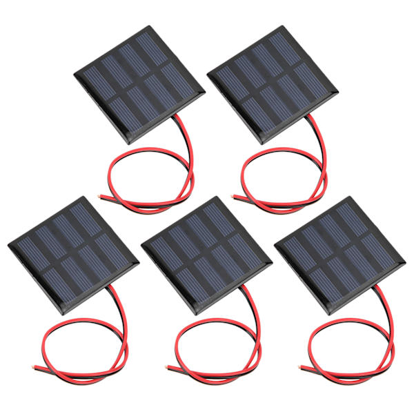 5 st Mini Solar Panel Power Supply Module Board med 30CM Red Black Line DC2V 150mA