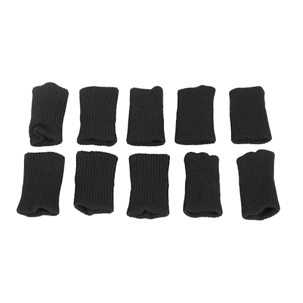 10 stk Sportsfingerbeskyttere Smertestillende Støtte Fingersupport Elastiske Tommelfingerbeskyttere Sort