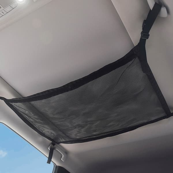 Black Polyester Webbing Car Roof Mesh Storage Bag Handle Fixed Multifunction Roof Net Package Accessories Black
