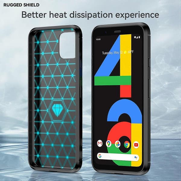 Kompatibel med Google Pixel 4 børstet tekstur kulfiber TPU-etui