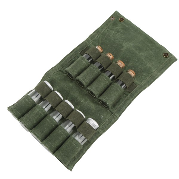 Kryddflaska väska hopfällbar bärbar kryddförvaringsväska med 9 flaskor för camping grill picknick grön