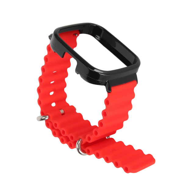 2 i 1 ersättningsklockarmband för Redmi Watch 3 Silikon Justerbar Smart Watch Armband med skyddsfodral Röd