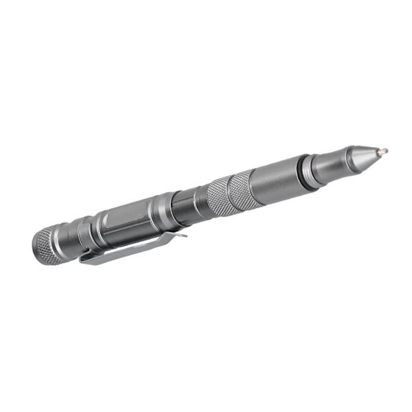 MultiTool Pocket Pen Självförsvarsverktyg med LED-ficklampa Mini Cutter för utomhusbruk (Silvergrå)