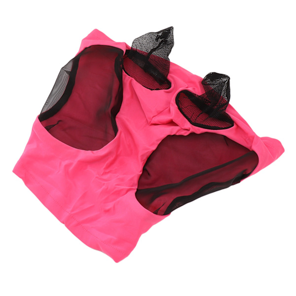 Heste-Net Fluemaske Åndbar Elastisk Hesteansigtsmaske med Ørebeskyttelse Rideudstyr til Ridesport Rose Red
