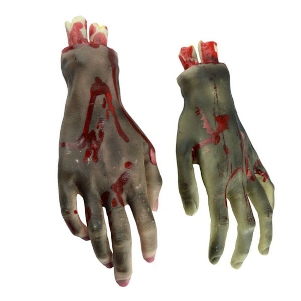 1 pari Halloween-proteesivarusteita Terroristiruumiinvarusteet Tärkeät ruumiinvarusteet kauhuelokuvien kuvaamiseen Mustat kädet 21x9cm