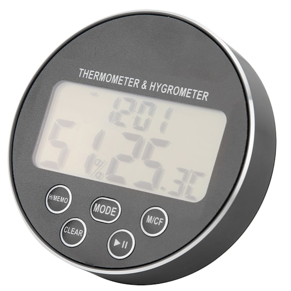 Multifunktionell Köks Digital Timer Termometer Hygrometer Svart för hushållsbruk