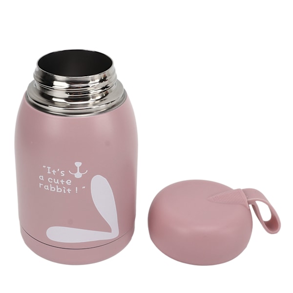 Barns isoleringskopp 12oz dubbelvägg bärbar kaninmönster isolerad vattenflaska för resor Rosa