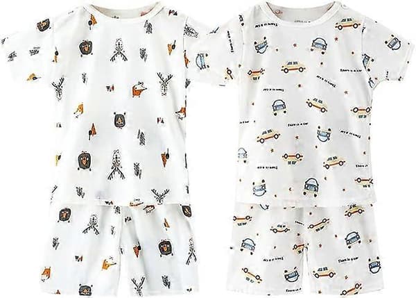 Baby Småbarn 4-delt pyjamas sett Kort pyjamas sett Bomull A 90cm