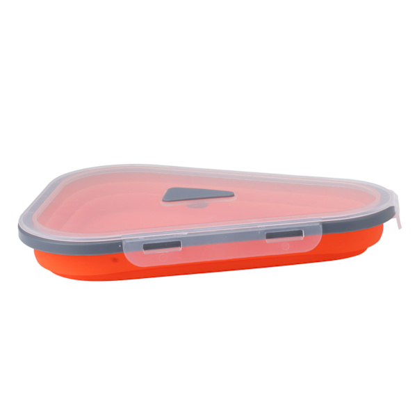 Reusable Expandable Pizza Storage Container with 5 Microwave Trays Adjustable Silicone Pizza Box Orange