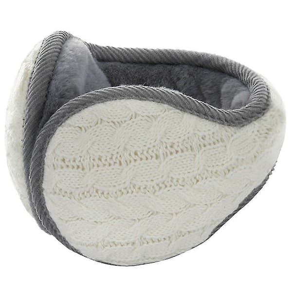 Varma stickade öronvärmare Vikbara Öronmuffar Vinteröronmuffar Unisex White