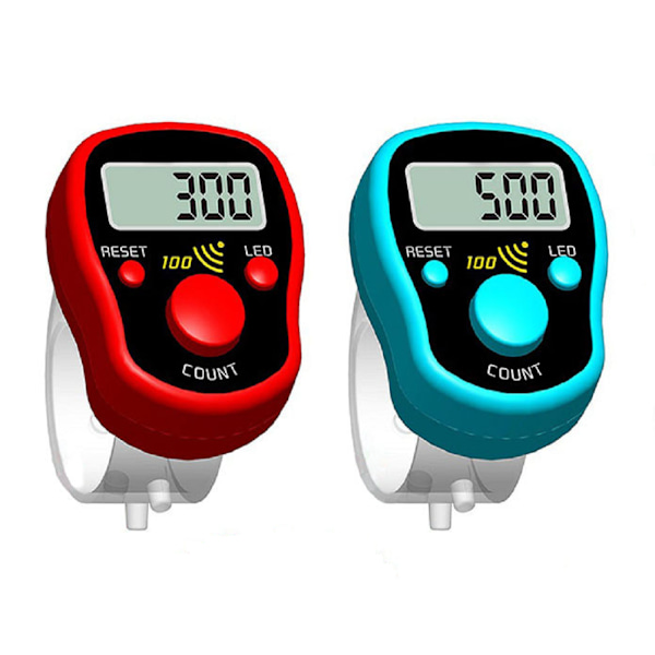 Satunnainen väri Sormilaskuri Digitaalinen LED Elektroninen Käsikäyttöinen Laskuri Napsutin Sormus Numero Ommelmerkki