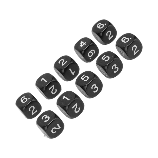 20 kpl 6-sivuinen numerotärää muovia 16mm pyöristetyt kulmat polyedriset noppaset sarja numeroiden opetukseen Lautapeli Musta