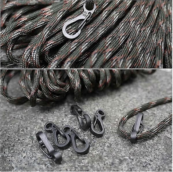 Mini Karabinkrok Lett Låsekrok Paracord svart 10 stk