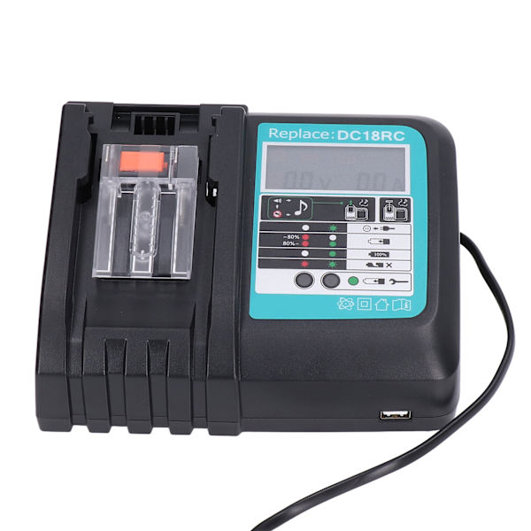 Litiumbatterilader til DC18RC 14,4V/18V Li-Ion batteri BL1860 BL1430-serien 100‑240V US-stik