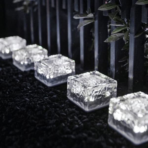 Solar Ground Light Ice Brick Form Automatic Light Control Switch Waterproof Outdoor Landscape Lamp with Battery White Light