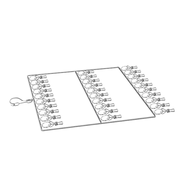 Ruostumattomasta teräksestä valmistettu sukkien kuivausteline pyyhkeille, kangasvaippoille, rintaliiveille, vauvanvaatteille, alusvaatteille, hatuille, käsineille, 3 kerrosta, 30 klipsiä