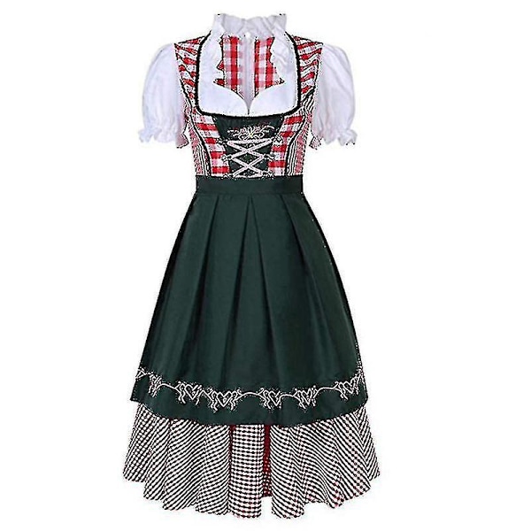Traditionell tysk rutig Dirndl-klänning Oktoberfest-dräkt för kvinnor - mörkblå