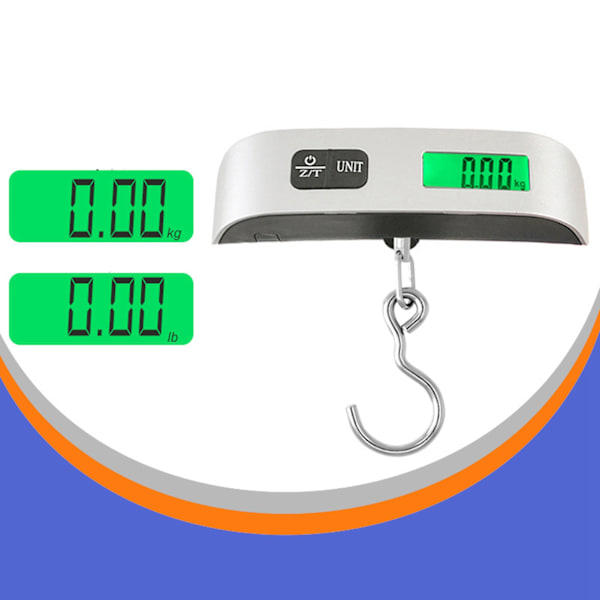 Elektronisk krokvåg Batteridriven LCD stor grönt ljusdisplay 50 kg bärbar elektronisk hängkrok Skala kroktyp