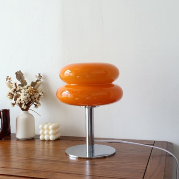 Eggkake nattlampe for jenter Energieffektivt mykt lys Søt glass nattlampe USB nattlampe for sovesal USB trykknappsbryter oransje