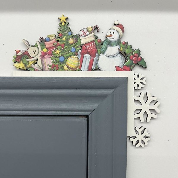 1 st, semestertillbehör, juldekoration för hemmet, jul dekoration av trädörrkarm 7,79"x5,31" E